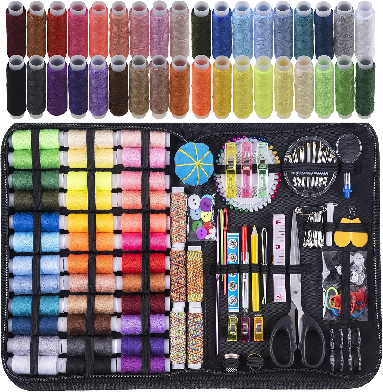 INSCRAFT Sewing Kit, 200 Premium Sewing Supplies, 41 XL Thread Spools, Suitable for Traveller, Adults, Beginner, Emergency, DIY and Home by INSCRAFT - 1