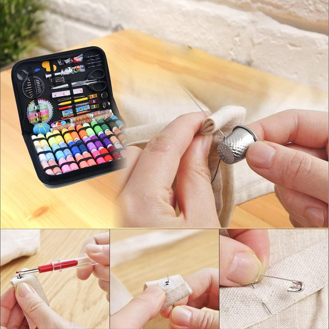 INSCRAFT Sewing Kit, 200 Premium Sewing Supplies, 41 XL Thread Spools, Suitable for Traveller, Adults, Beginner, Emergency, DIY and Home by INSCRAFT - Image 3