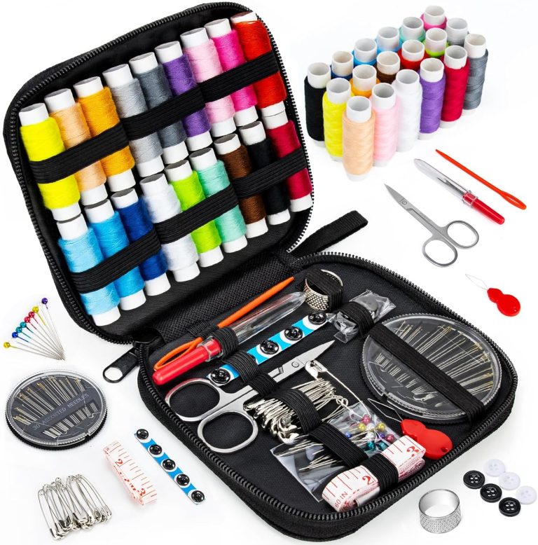 OKOMER 87 Pcs Sewing Kit with Embroidery Supplies, Complete Premium Sewing Repair Set with Needle Thread Scissors, Portable Travel Kit for Adults Beginners Home DIY, Gift for Mother and Grandma
