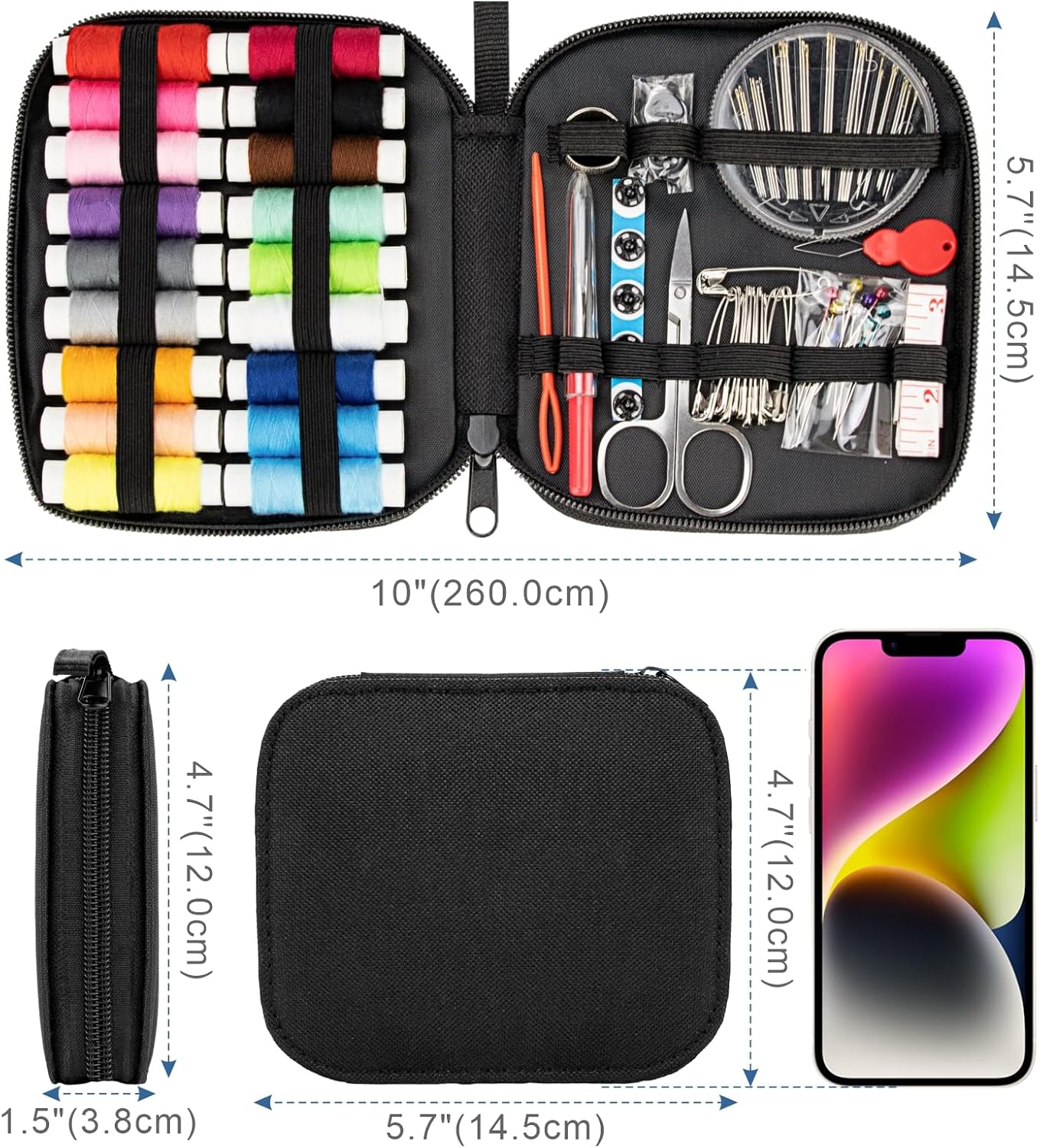 OKOMER 87 Pcs Sewing Kit with Embroidery Supplies, Complete Premium Sewing Repair Set with Needle Thread Scissors, Portable Travel Kit for Adults Beginners Home DIY, Gift for Mother and Grandma - Image 5
