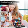 OKOMER 87 Pcs Sewing Kit with Embroidery Supplies, Complete Premium Sewing Repair Set with Needle Thread Scissors, Portable Travel Kit for Adults Beginners Home DIY, Gift for Mother and Grandma