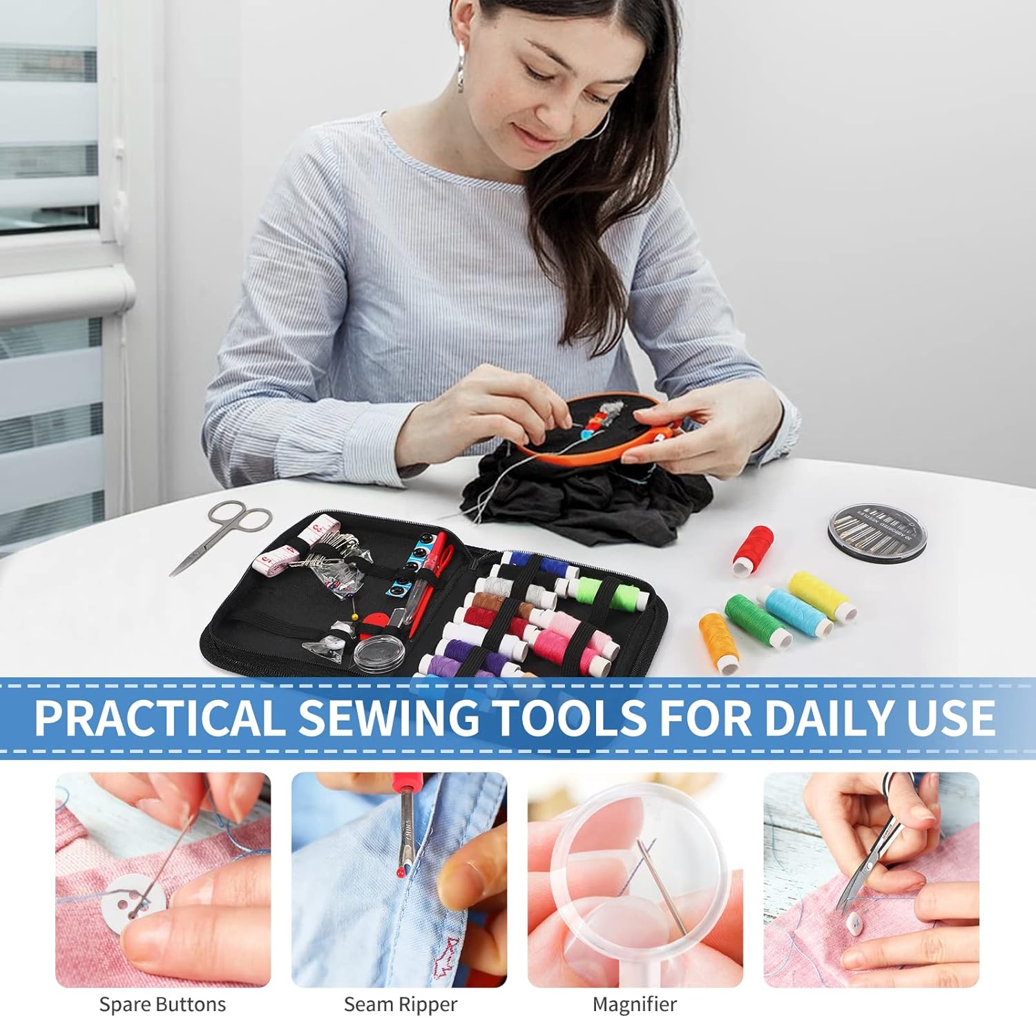 Sewing Kit for Adults,Marcoon Needle and Thread Kit with Sewing Supplies and Accessories Contains Scissors, Measure Tape,Seam Ripper,Suitable for Home, Travel, Beginner, Emergency - Image 3