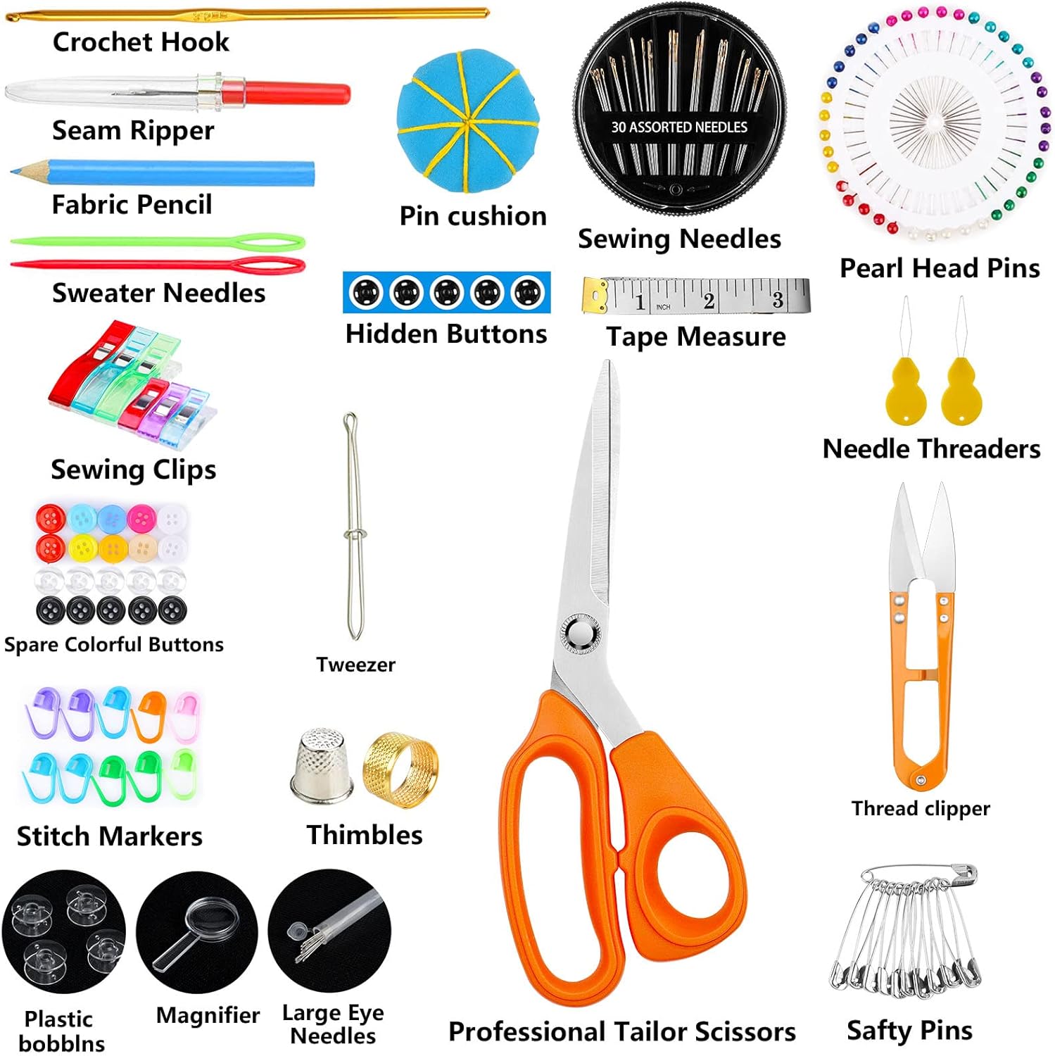 Sewing Kit for Adults,Maxfanay Needle and Thread Kit for Sewing,Professional Sewing Supplies Accessories with Tailor Scissors,43XL Thread,30 Needles,Yarn Snips and More for Travel Home Beginners - Image 7