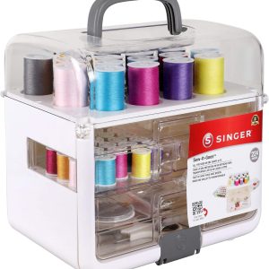 Singer Sew-It-Goes, 224 Piece - Sewing Kit & Craft Organizer - Sewing Case Storage with Machine Sewing Thread, White - 1