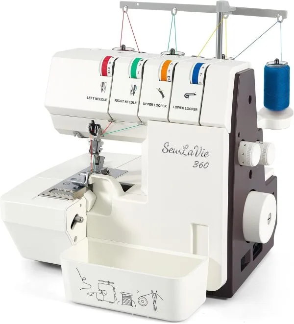 360 Upgraded Serger Overlock Sewing Machine with Wide-Open Threading, 12 Built-in Stitches, 2/3/4 Thread Capability, 1300 SPM High Speed, Differential Feed, Pro Overlocker for Tailors & Pros