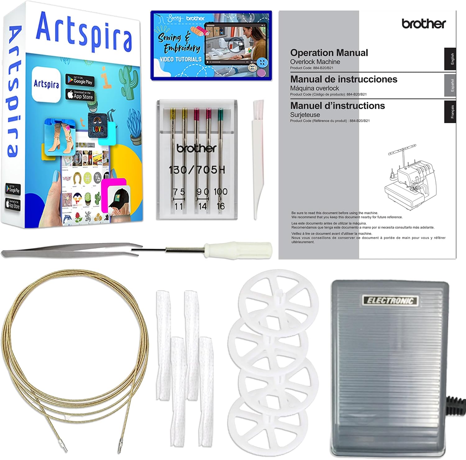 Brother Air1800 Air Serger with Jet-Air Threading and 250+ Accessories including 83 Spools of Thread - Image 3