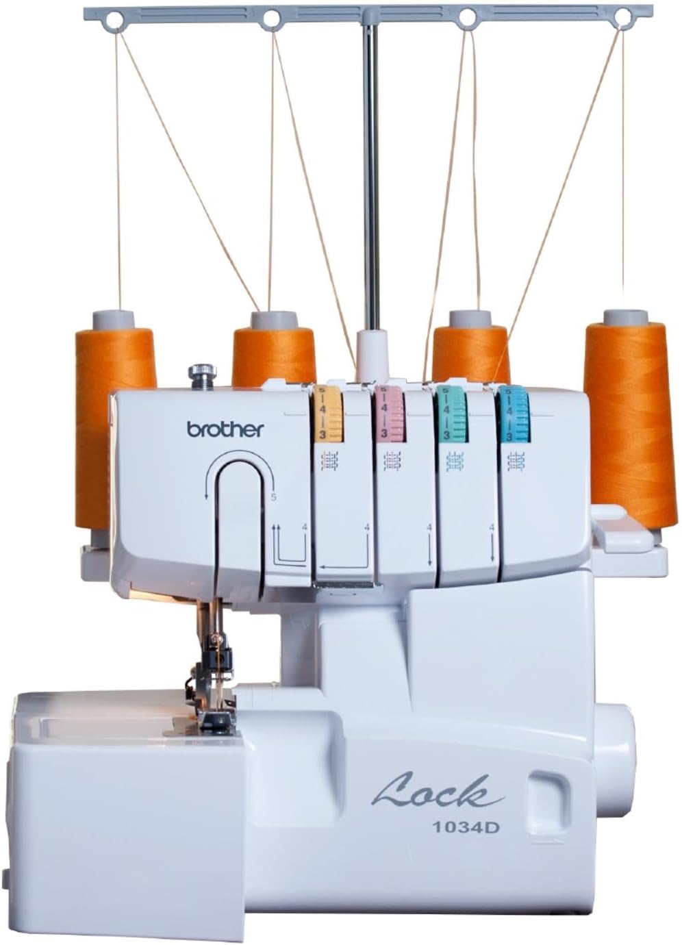 Brother Serger, 1034D, Heavy-Duty Metal Frame Overlock Machine, 1,300 Stitches Per Minute, Removeable Trim Trap, 3 Included Accessory Feet, White - 1