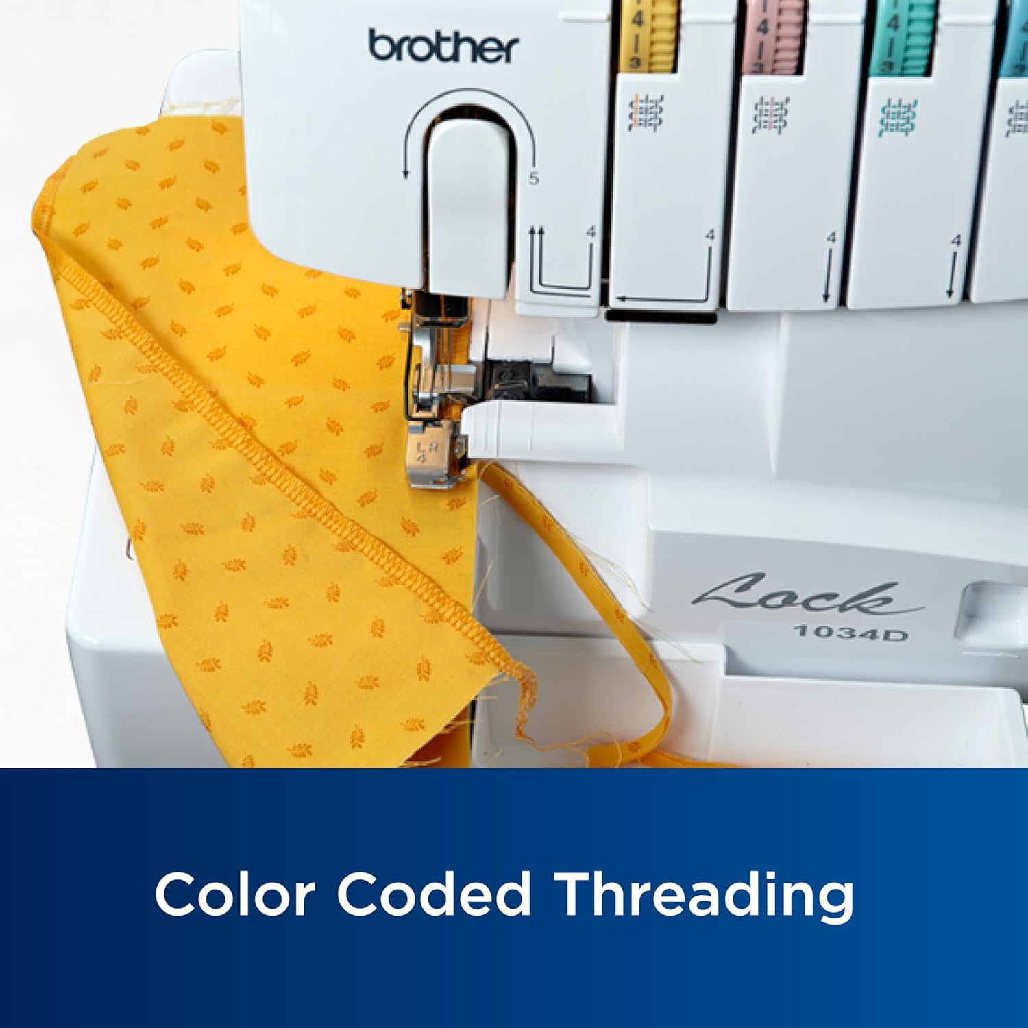 Brother Serger, 1034D, Heavy-Duty Metal Frame Overlock Machine, 1,300 Stitches Per Minute, Removeable Trim Trap, 3 Included Accessory Feet, White - Image 5