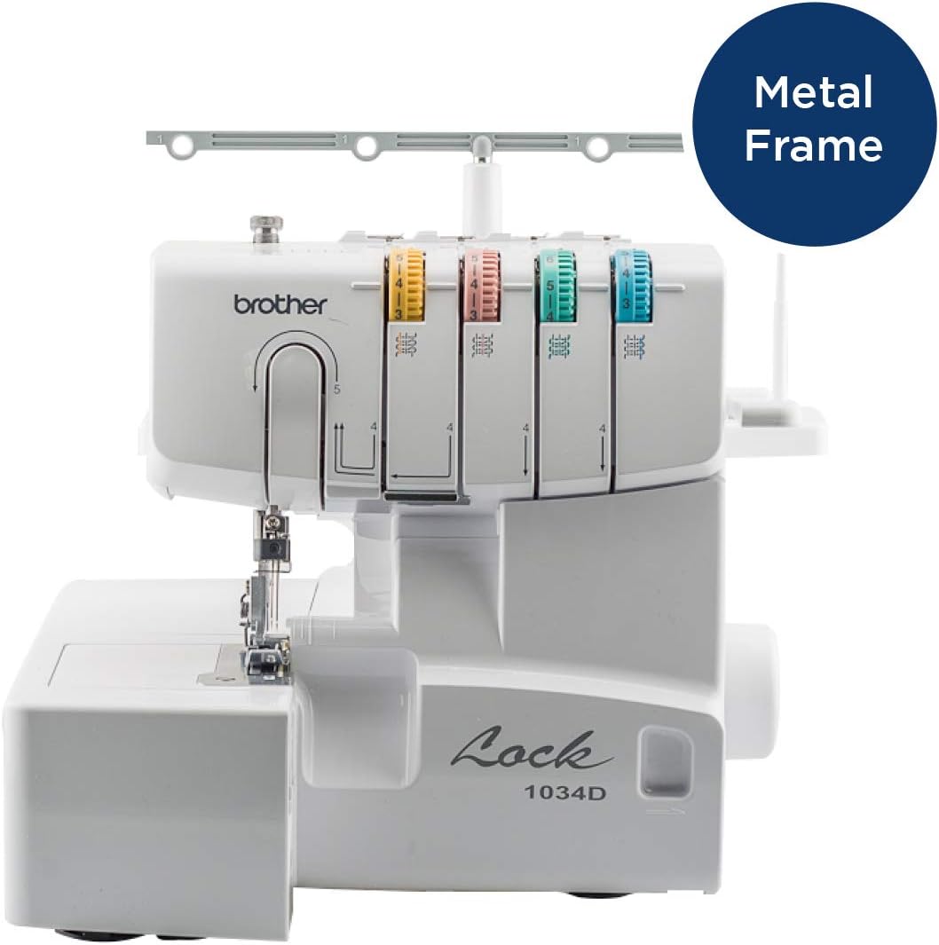 Brother Serger, 1034D, Heavy-Duty Metal Frame Overlock Machine, 1,300 Stitches Per Minute, Removeable Trim Trap, 3 Included Accessory Feet, White - Image 8
