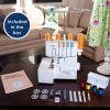 Serger, , Heavy-Duty Metal Frame , 1,300 Stitches Per Minute, Removeable Trim Trap, 3 Included Accessory Feet, White