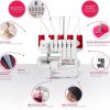 SINGER® Professional 5 14T968DC Heavy-Duty Metal Frame Serger Overlock and Accessory Kit with 2-3-4-5 Stitch Capability, Removeable Trim Trap, 1300 Stitches per minute, & Self Adjusting, White