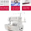 ® 5 14T968DC Heavy-Duty Metal Frame Overlock and Accessory with 2-3-4-5 Stitch Capability, Removeable Trim Trap, 1300 Stitches per minute, & Self Adjusting, White