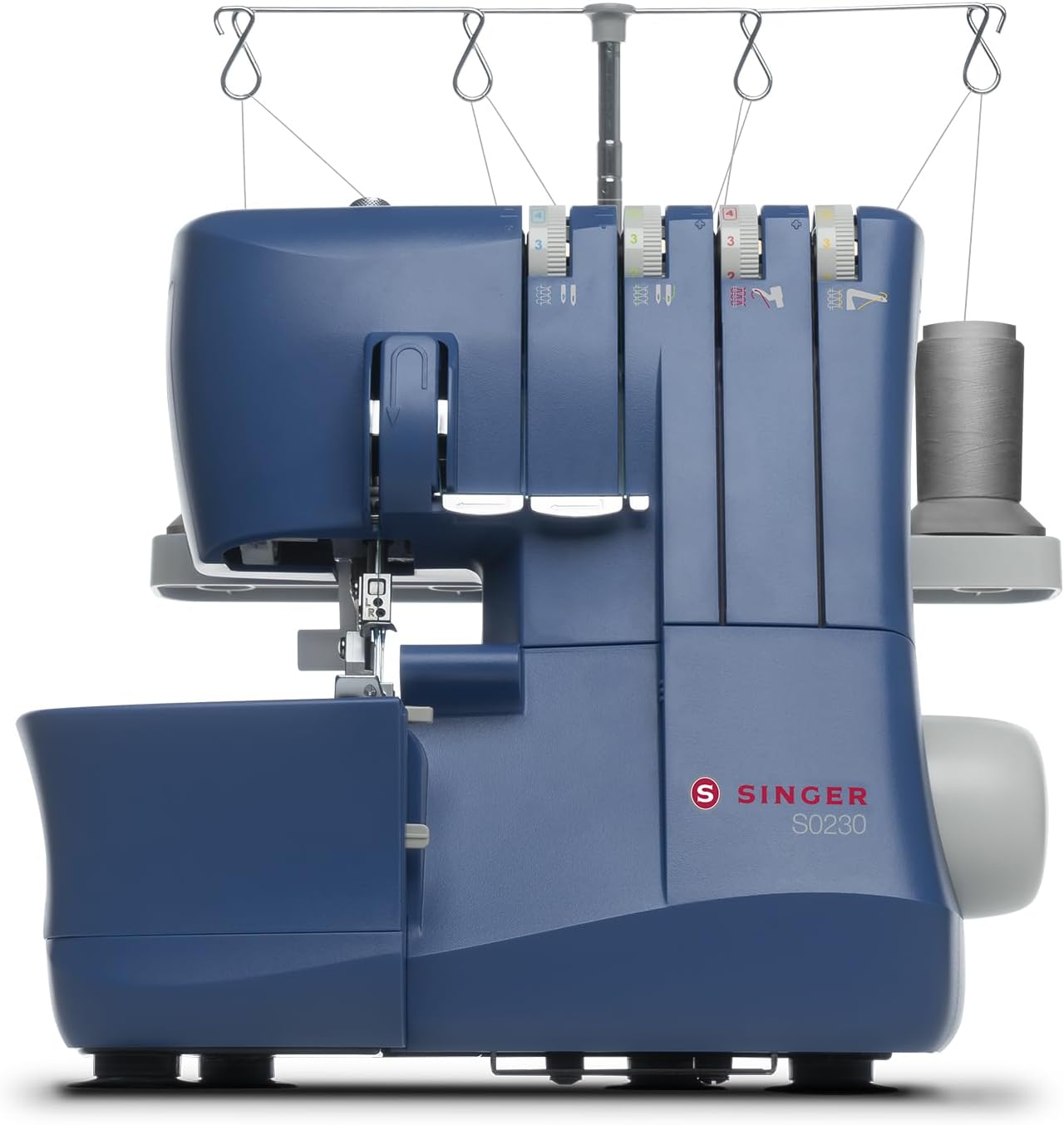 SINGER® S0230 Navy Blue Overlock Serger - 2-3-4 Thread Capability - 1300 Stitches-Min - Color-Coded Threading, Differential Feed, Free Arm, Accessories Included - Professional Seam Finishing - 1
