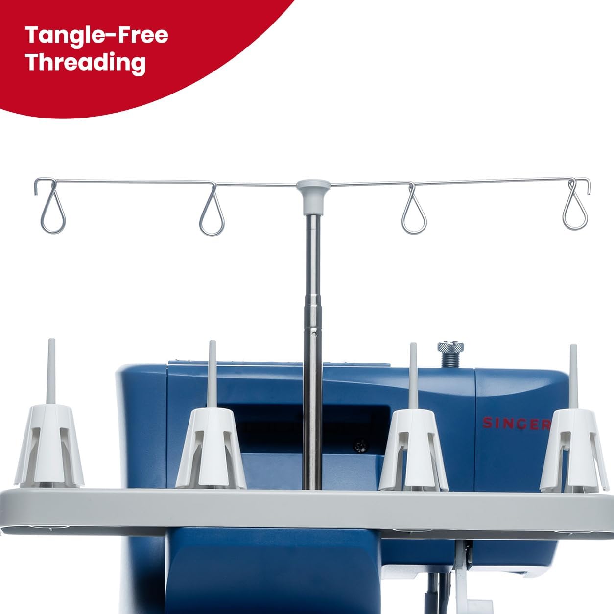 SINGER® S0230 Navy Blue Overlock Serger | 2/3/4 Thread Capability | 1300 Stitches/Min | Color-Coded Threading, Differential Feed, Free Arm, Accessories Included | Professional Seam Finishing - Image 4