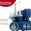® Navy Blue | 2/3/4 Thread Capability | 1300 Stitches/Min | Color-Coded Threading, Differential Feed, Free Arm, Accessories Included | Professional Seam Finishing