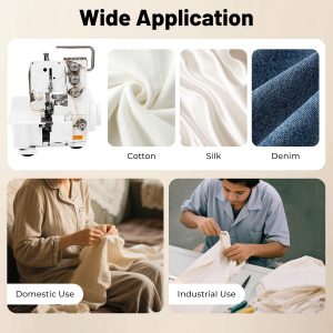 Alternative view of Serger Sewing Machine, Four-Thread Overlocking Machine Metal Frame Overlock Machines with LED Light & 1200 SPM for Both Domestic and Industrial Professional Sewing