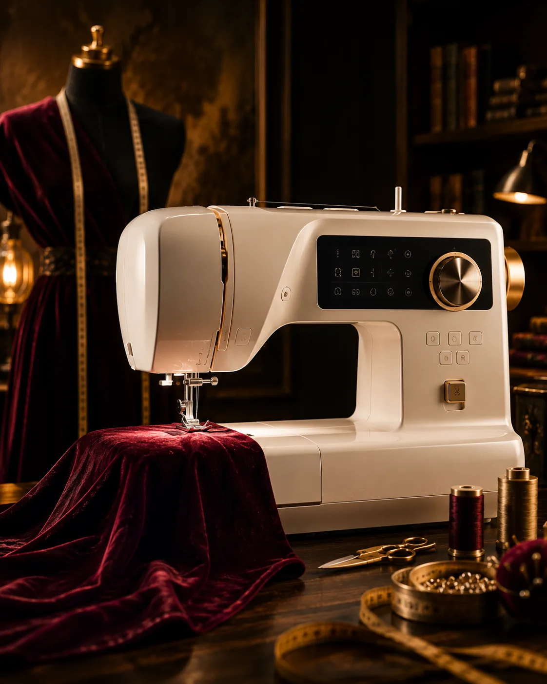Premium sewing machine in an elegant sewing studio