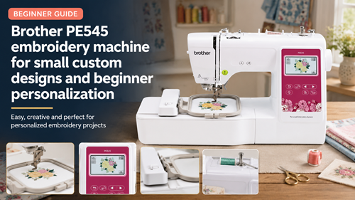 Brother PE545 embroidery machine for small custom designs and beginner personalization