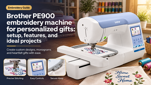 Brother PE900 embroidery machine for personalized gifts: setup, features, and ideal projects