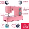 SINGER® 4411 (Pink) High Speed Heavy Duty Sewing Machine with Accessories | 11 stitches deliver 69 applications, 50% more power for denim and canvas, metal frame, 4-step buttonhole, 1100 stitches/min