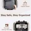 Arcoyard Sewing Machine Case with Wheels, Rolling Sewing Machine Carrying Case with Removable Bottom Pad & 2 Packing Cubes Storage, No Installation Required, Compatible with Singer, Brother, Brown