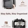Arcoyard Sewing Machine Case with Wheels, Rolling Sewing Machine Carrying Case with Removable Bottom Pad & 2 Packing Cubes Storage, No Installation Required, Compatible with Singer, Brother, Brown