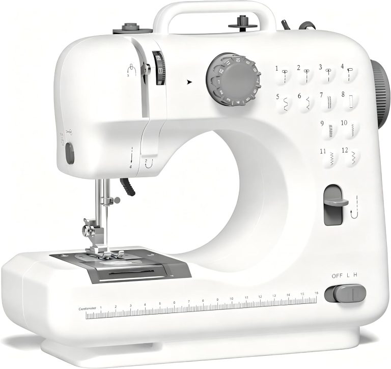 Beginner Sewing Machine, 12 Built-in Stitches with Foot Pedal, 2-Speed Control, Portable Mini Sewing Machine for Home Travel Use & Sewing Enthusiasts (grey)
