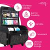 Everything Mary XL Rolling Sewing Machine Case – Grey Floral Craft Bag with 4 Wheels – Portable Organizer