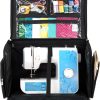 Everything Mary XL Rolling Sewing Machine Case – Grey Floral Craft Bag with 4 Wheels – Portable Organizer