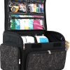 Everything Mary XL Rolling Sewing Machine Case – Grey Floral Craft Bag with 4 Wheels – Portable Organizer