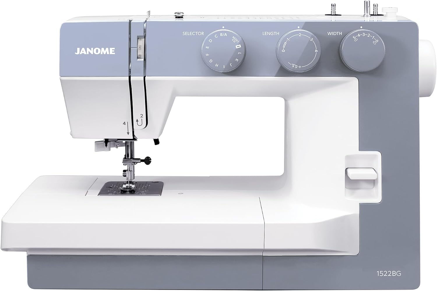 Janome 1522-BG Mechanical Sewing Machine - Aesthetic Blue-Grey Sewing Machine for Beginners, 22 Built in Stitches, 1 Step Buttonhole, Heavy Duty Metal Frame, Built in Needle Threader - 1