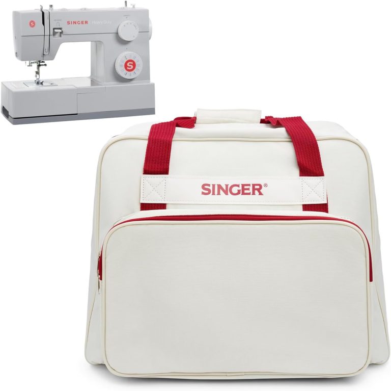 SINGER® Machine Carrying Tote Bag for Sewing Machines & Sergers, Cream/Red