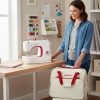 SINGER® Machine Carrying Tote Bag for Sewing Machines & Sergers, Cream/Red